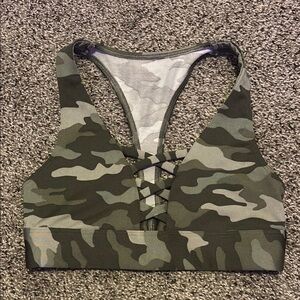 PINK Victoria's Secret Green Camouflage Sports Bra